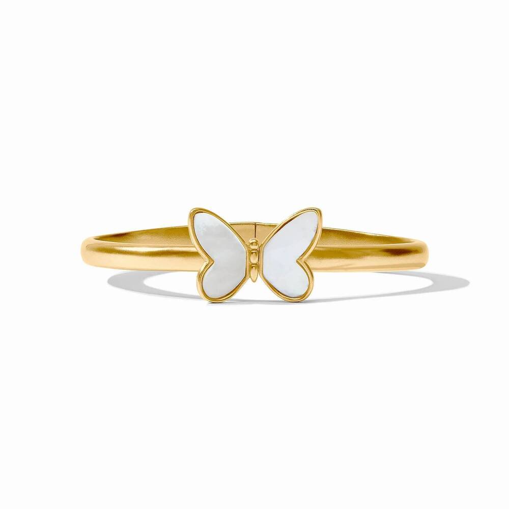 NEW JULIE VOS women's papillon hinge bangle bracelet in gold mother of pearl